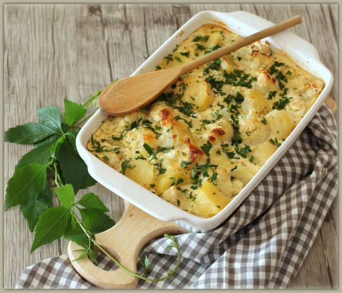 Запеканка с тресковой икрой и цветной капустой