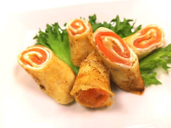 блины с сыром и горбушей