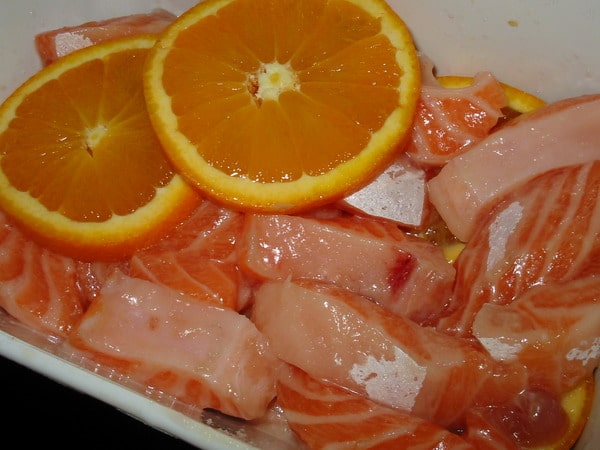 горбуша с медом и апельсином 