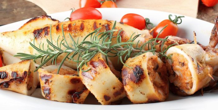 кальмар с овощами