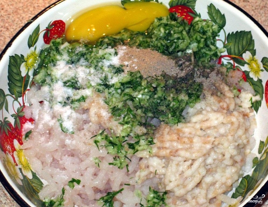 фарш с яйцом и зеленью