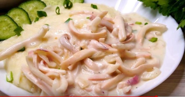 кальмар по-строгановски