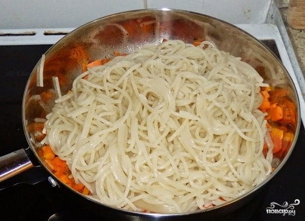 макароны с овощами