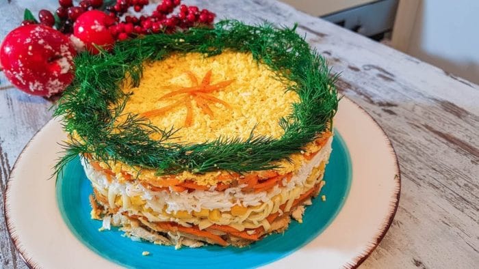 мимоза с консервированной горбушей 