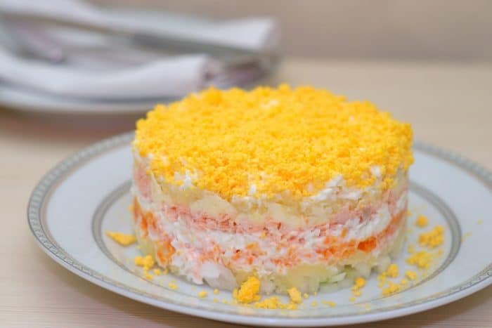 Мимоза с плавленым сыром