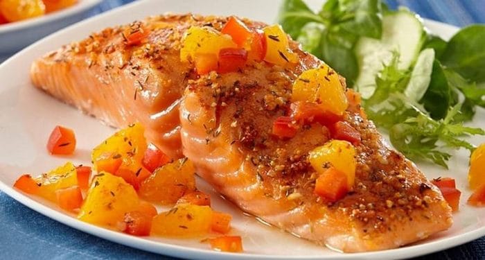 семга запеченая с медом и овощами 