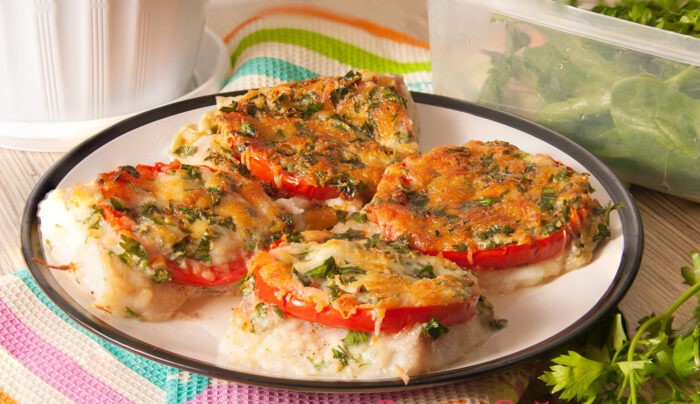 Рыбный пуховик с овощами 