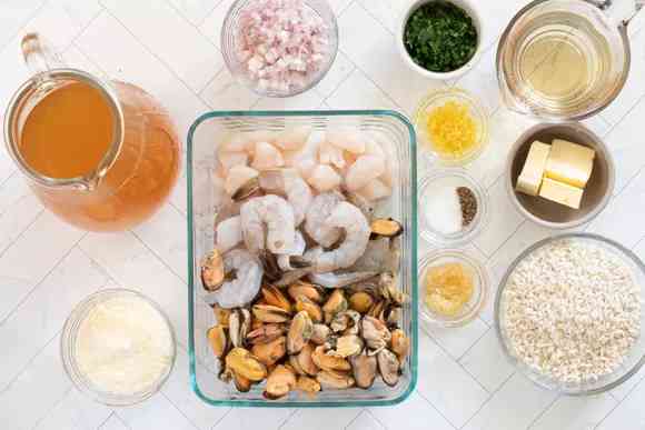 ингредиенты для ризотто с морепродуктами
