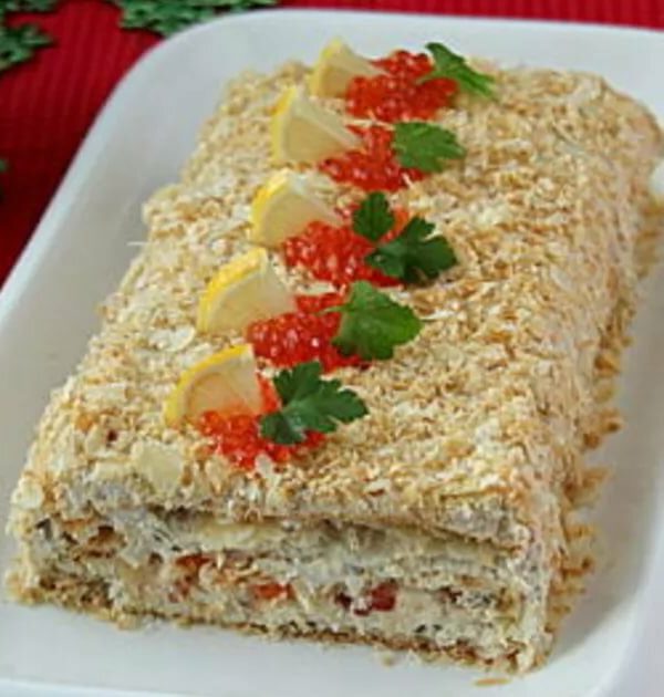 соленый торт с печенью трески 