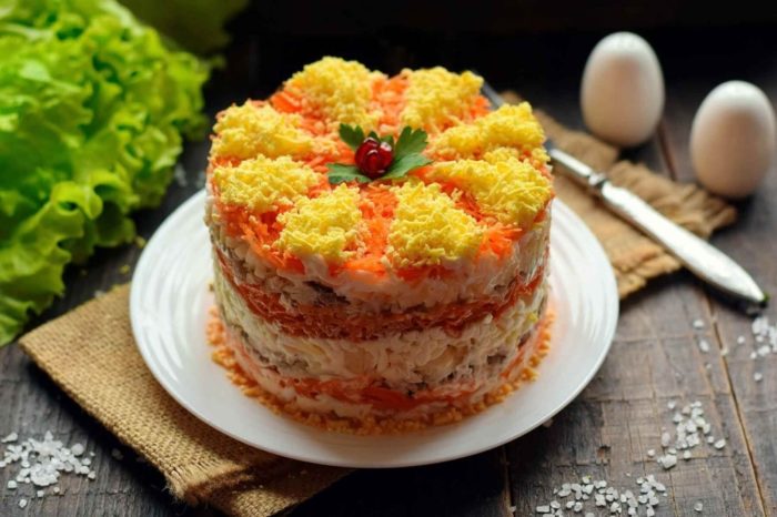 салат мимоза с горбушей 