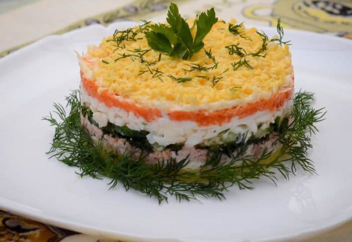 салат с печенью трески