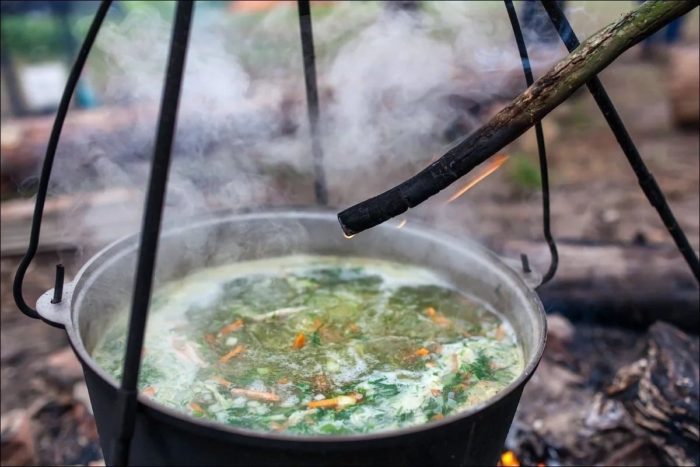вкуснейшая уха из толстолобика на костре 
