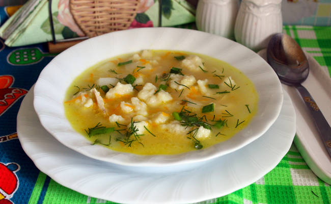 Вкусный суп с острыми галушками