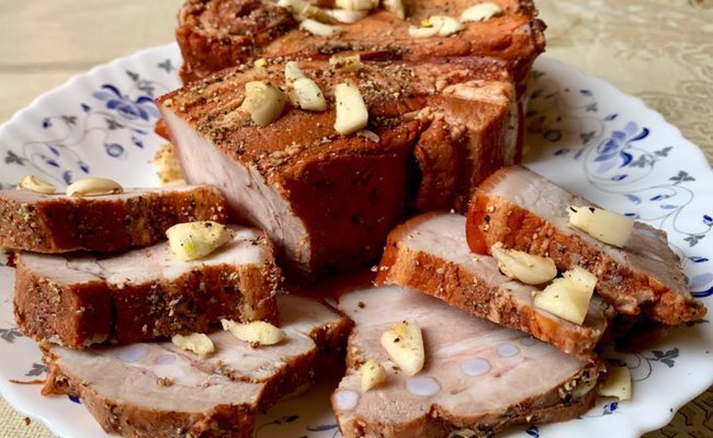 Быстрый рецепт сала, вареного в луковой шелухе